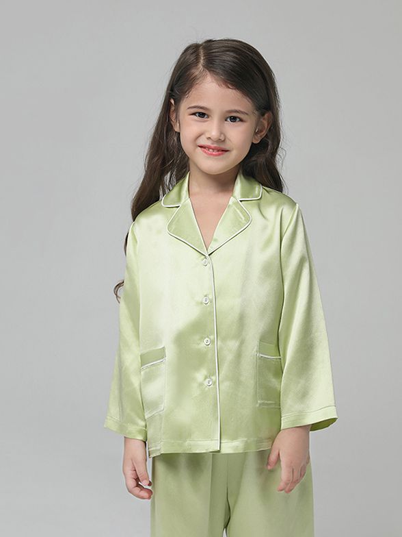 19 Momme Kids Silk Pajamas Set Boys and Girls Silk PJs